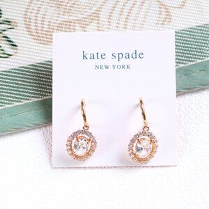 New Kate Spade Clear Victoria Huggie Earrings Gold